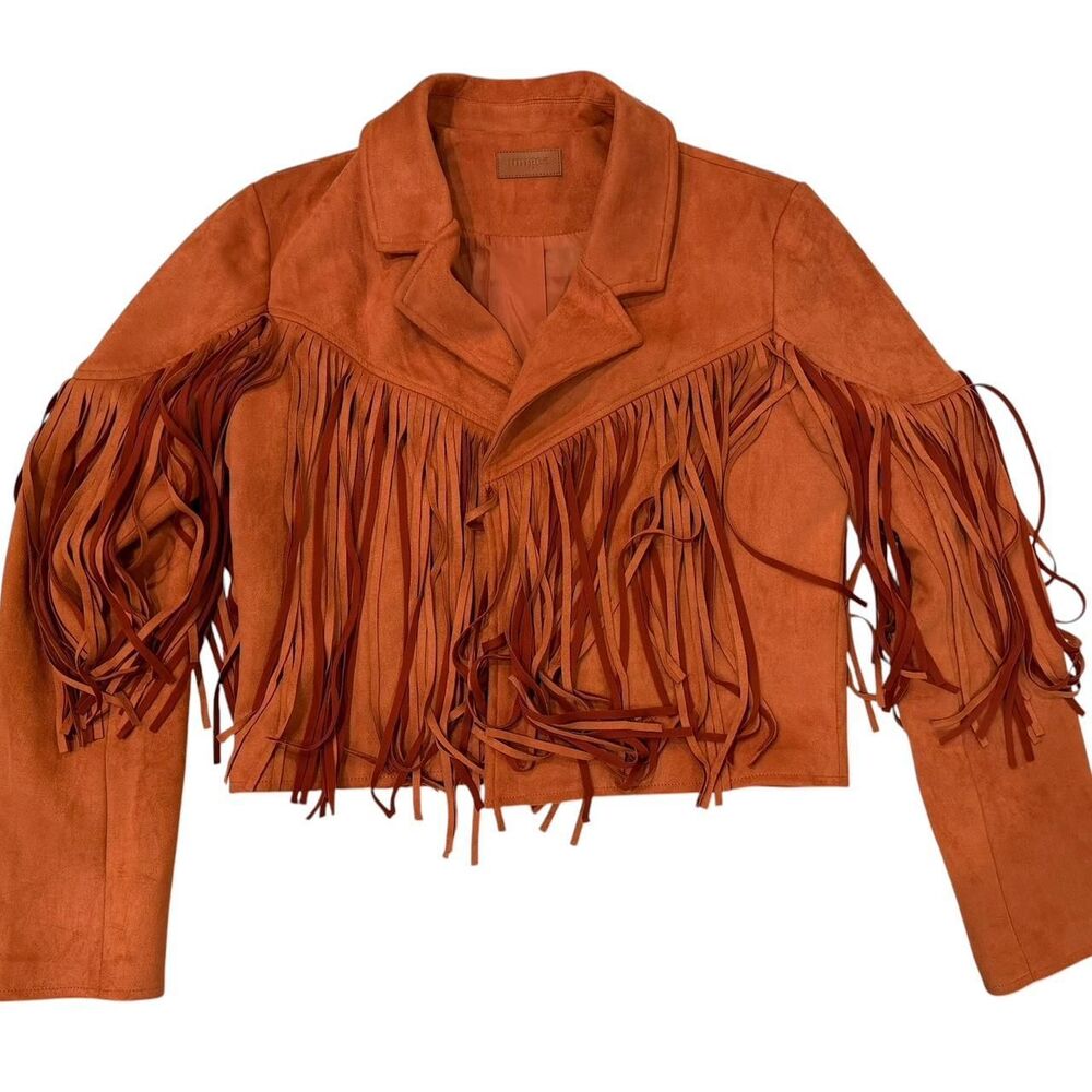 Umgee orange suede fringe jacket